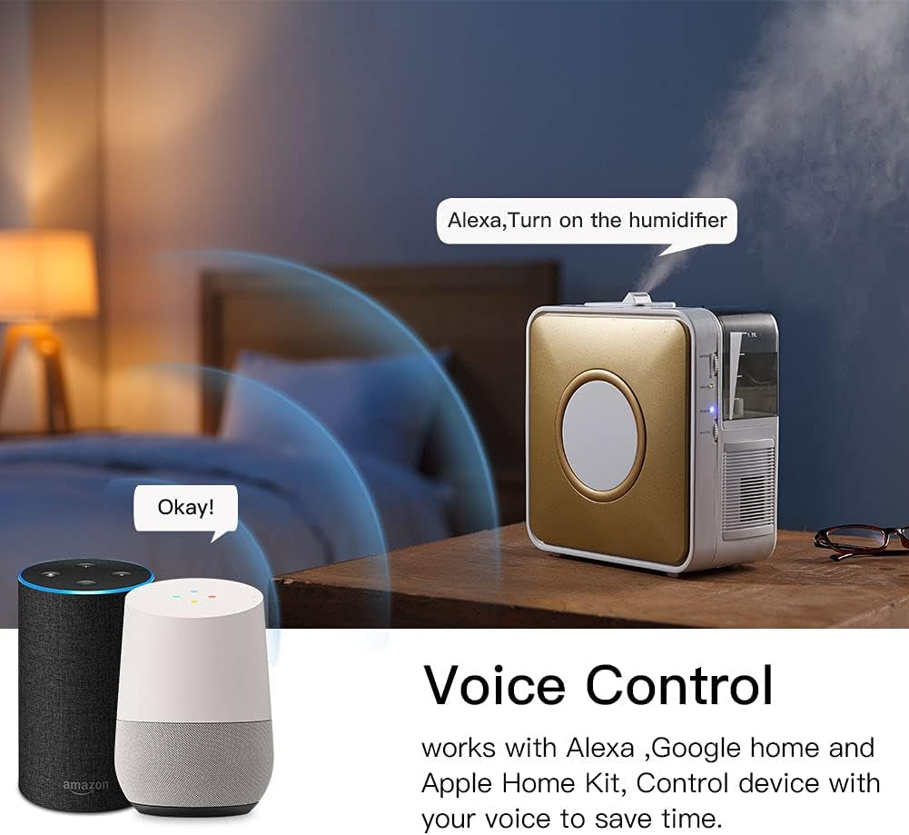Smart Plug Smart Wifi Outlet Compatible with Apple Homekit, Amazon Alexa and Google Assistant Remote Control Smart Socket with Timer Function No Hub Required ROHS and FCC Certified (1 Pack)