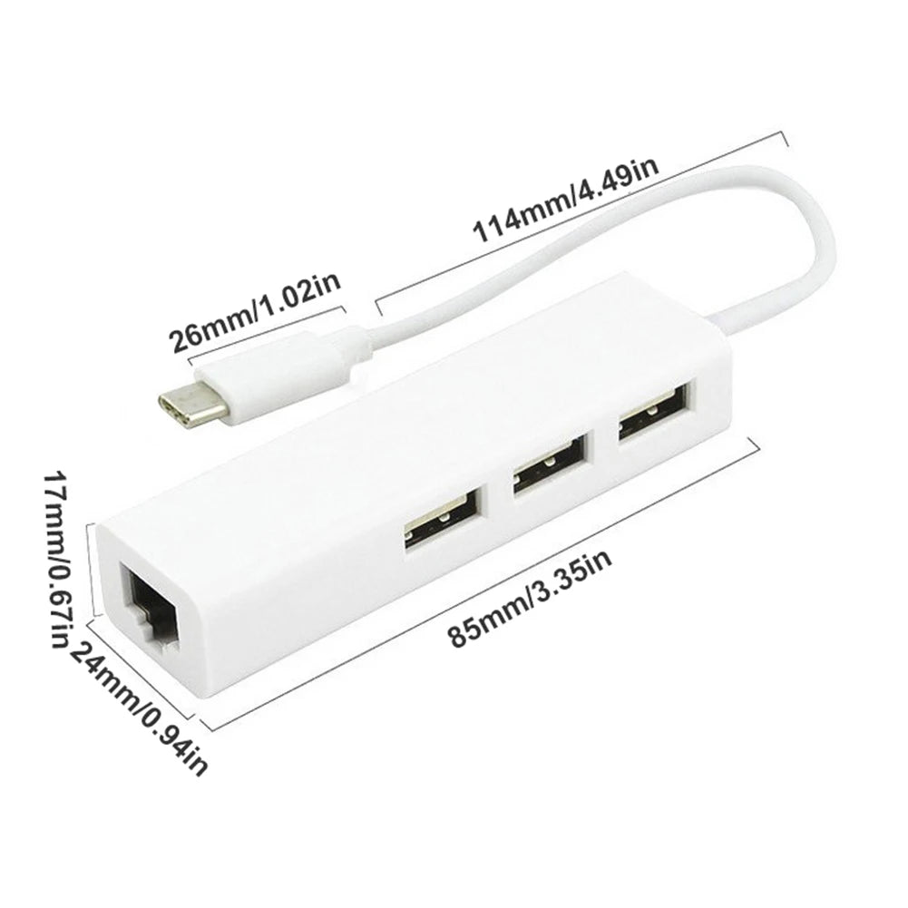 Type-C To RJ45 Lan Network Card 4 Port 4 in 1 USB 2.0 Hub USB2.0 Type-C RJ45 Type-C Splitter 10GBit/s for Desktop Computer PC