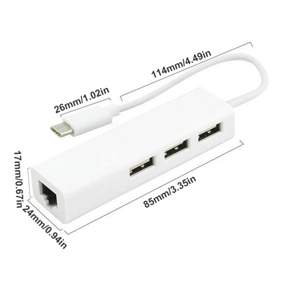 Type-C To RJ45 Lan Network Card 4 Port 4 in 1 USB 2.0 Hub USB2.0 Type-C RJ45 Type-C Splitter 10GBit/s for Desktop Computer PC